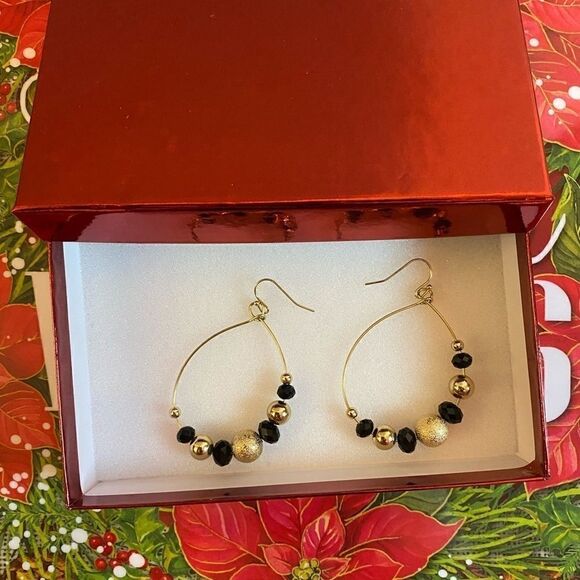 💥Nickel Free Black and Gold Dangle Drop  fashion cute Earrings - Picture 3 of 11
